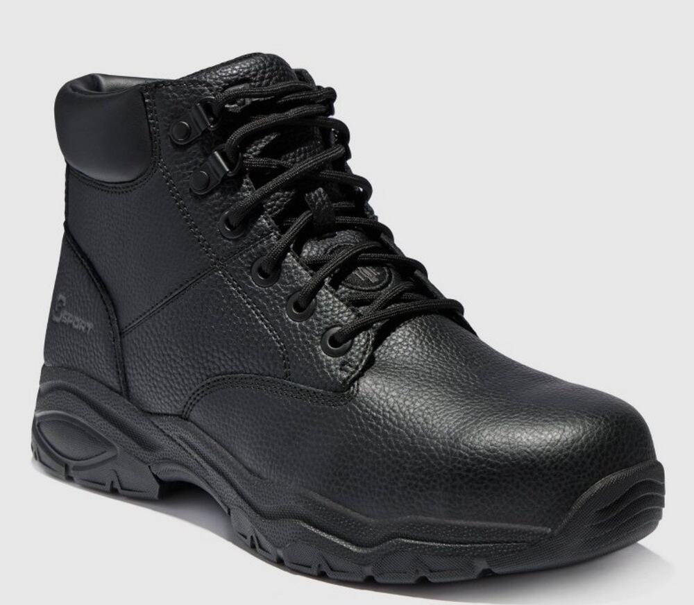 S Sport By Skechers Men's Elton Steel Toe Leather Work Boots - Black 10.5